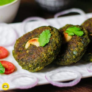 Hara Bhara Kabab | Snacks Recipe Veg Kabab on a white plate