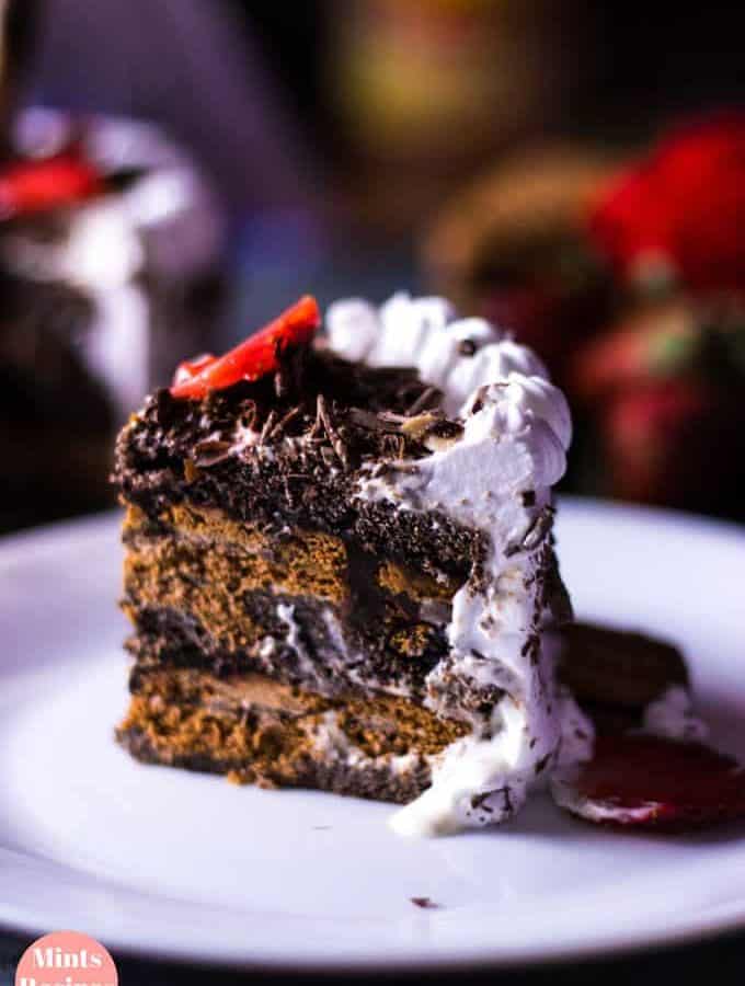 Chocolate Monte Carlo cake made with Vanilla Ice cream