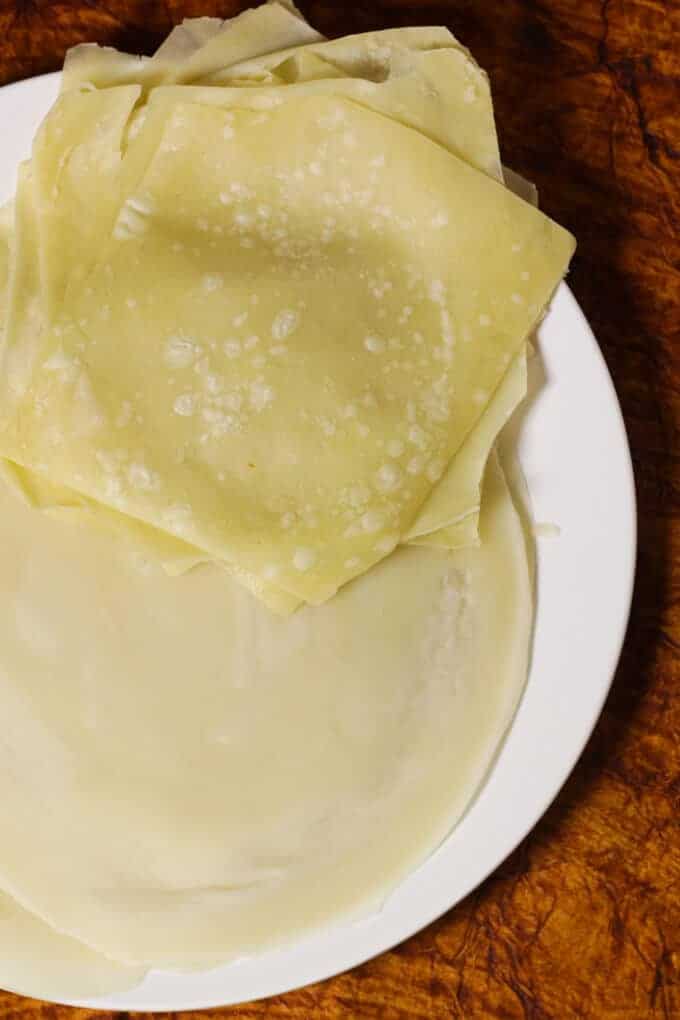 Spring Roll Sheets made with all-purpose flour Spring Roll Sheets on a white plate