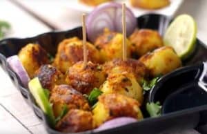 Tandoori Aloo Tikka Recipe | Indian Snacks Recipe Tandoori Aloo Tikki in serving Plate