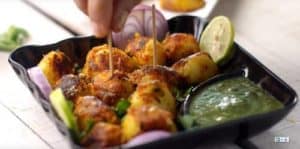 Tandoori Aloo Tikka Recipe | Indian Snacks Recipe Tandoori Aloo Tikki in serving plate