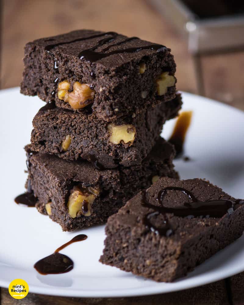 Brownie served on a white plate