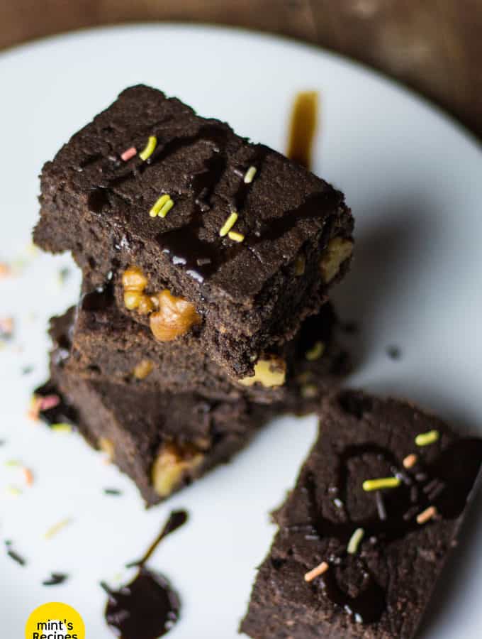 Brownie served on a white plate