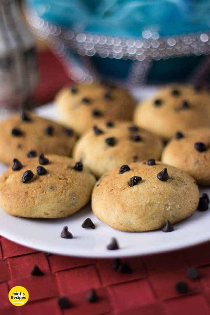 Choco Chips Cookies served on a white plate