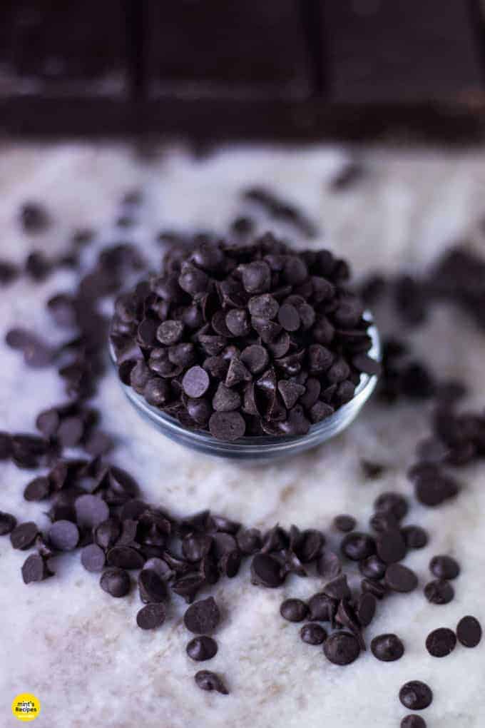 Choco Chips served on a glass bowl