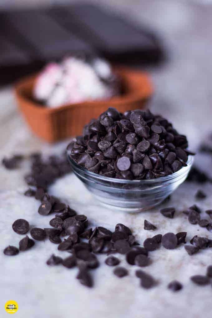 Choco Chips served on a glass bowl