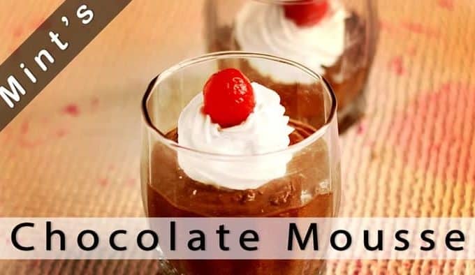 Quick Chocolate Mousse on a glass with some whipped cream
