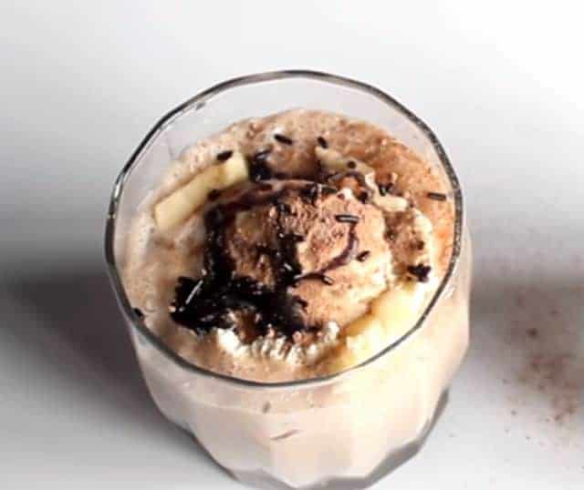 Chocolate oats banana milkshake