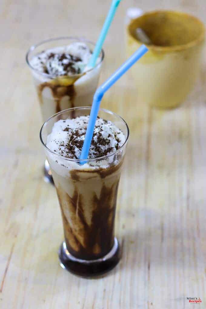 Cold Coffee with Icecream on a glass 