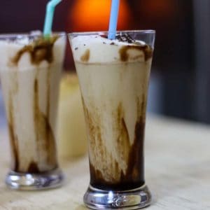 Cold Coffee with Icecream on a glass