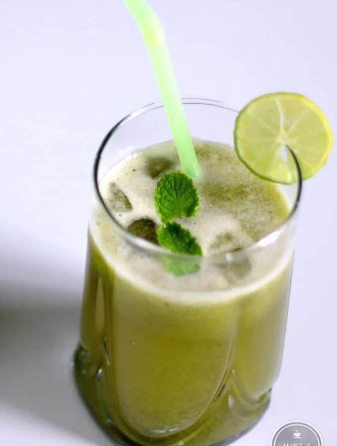 Cucumber Mint Lemonade on a glass