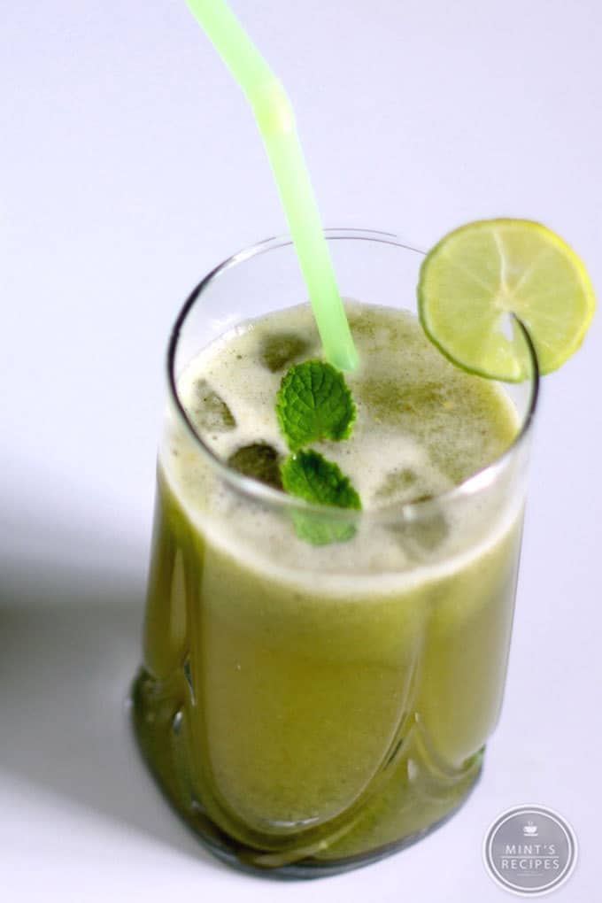 Cucumber Mint Lemonade on a glass