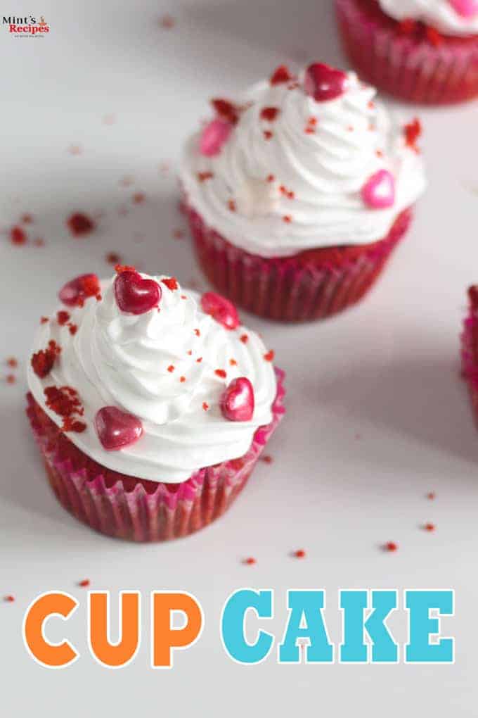 Red Velvet Cup Cake with wonderful white cream cheese icing layering it