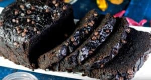 Double Chocolate Banana Cake in serving plate