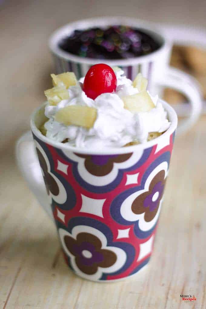 Egg less Mug Cake in a micro-proof mug 