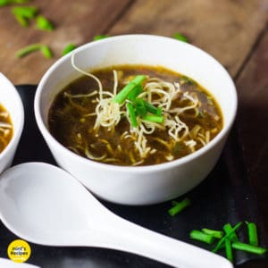 Vegetable Manchow soup served with noodles