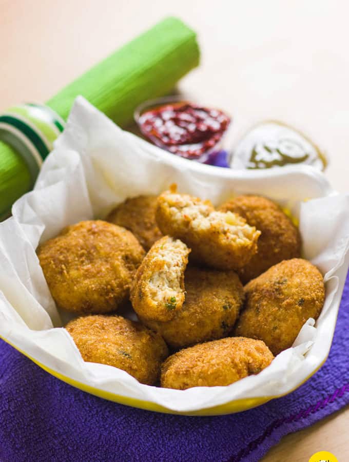 Paneer Cutlet on a basket