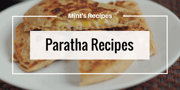 Paratha Recipes written as overlay over paratha image