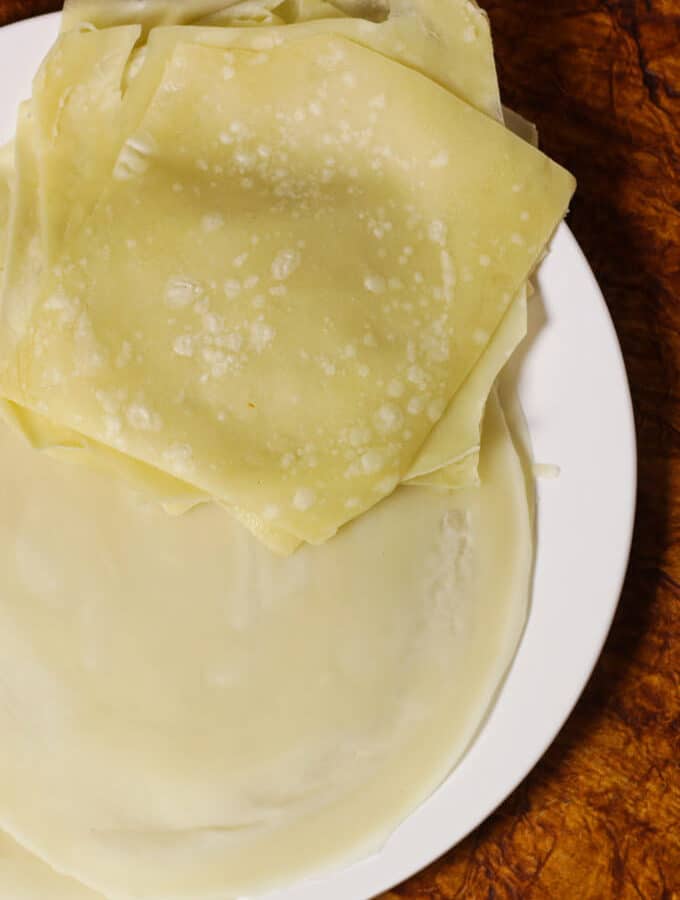 Spring Roll Sheets on a white plate