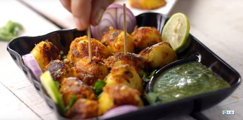 Tandoori Aloo Tikki in serving plate