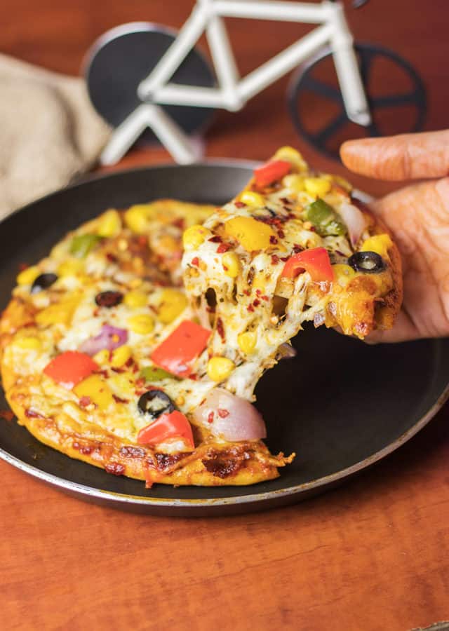 Atta Pizza on a black pan