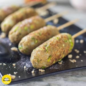 Veg Soya Kebab on a black tray