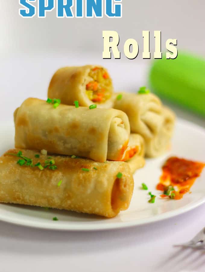 Veg Spring Rolls served with chutney