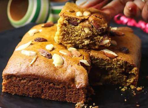 Wheat and Jaggery Cake (