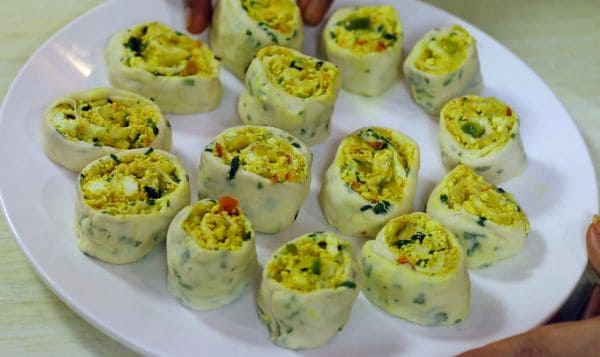 Paneer Bhuji Swiss Rolls