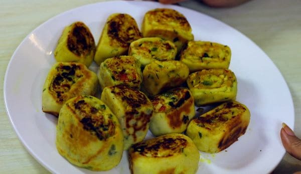 Paneer Bhuji Swiss Rolls